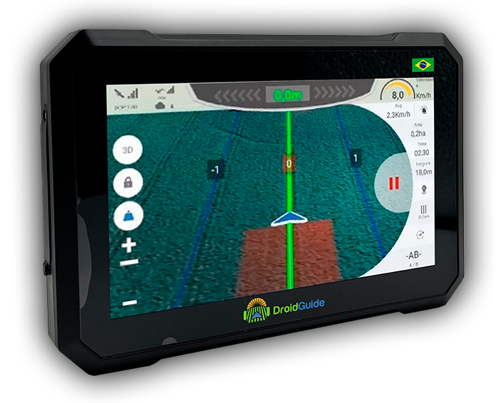 Tablet DroidGuide com interface de GPS agrícola